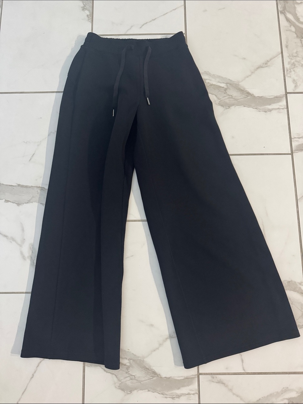 SPANX Black Ponte Wide-Leg Track Pants